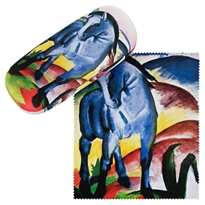 Image of VON LILIENFELD Glasses Case Franz Marc Blue Horse Present Cleaning Cloth Spectacle Cases Lightweight Stable Art