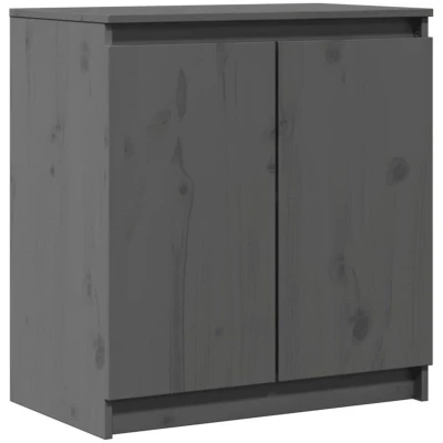 Image of vidaXL Side Cabinet Grey 60x36x65 cm Solid Pinewood