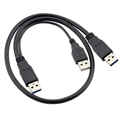 Image of Cablecc USB 3.0 Type A to Dual Extra Power Y Cable Two Male for External Hard Disk Super Speed 5Gbps