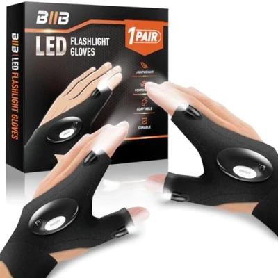Image of BIIB Gifts for Men, LED Gloves with Lights, Stocking Fillers Men Christmas Him, Gadgets Dad Birthday Mens Fishing Camping Accessories