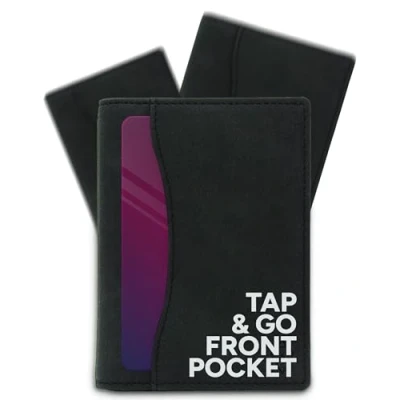 Image of AKIELO RFID Blocking Bifold Card Wallet with Pull Tab and Gift Box Stylish &#039;Tap N Go&#039; Mens Credit Holder Wallets for Men (Oscar Black Edition)