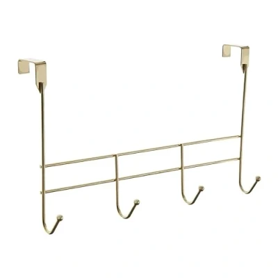 Image of Premier Housewares 4 Hook Over Door Hanger, Iron Wire, Rose Gold, 10 x 40 25 cm