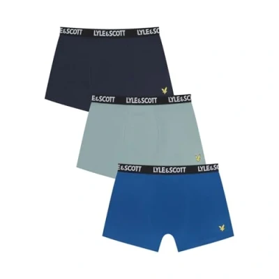 Image of Lyle &amp; Scott Kids 3 Pack Core Trunks Blue/Navy 10 12 Years