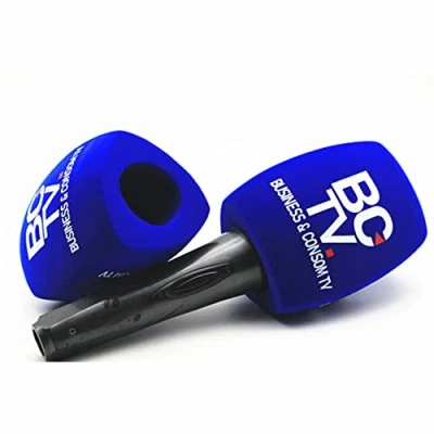 Image of Customize Logo for Mic Foam Windscreens Handhold Microphone Sponge Covers Windshields TV Interview Microphones 5pcs (Blue)