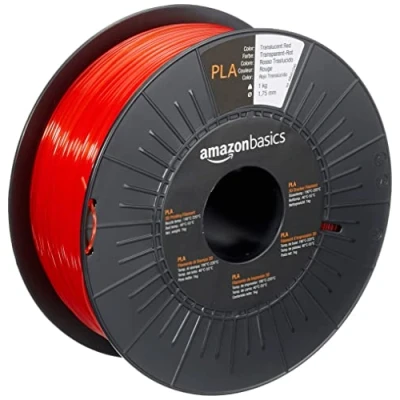 Image of Amazon Basics PLA 3D Printer Filament, 1.75mm, Translucent Red, 1 kg Spool