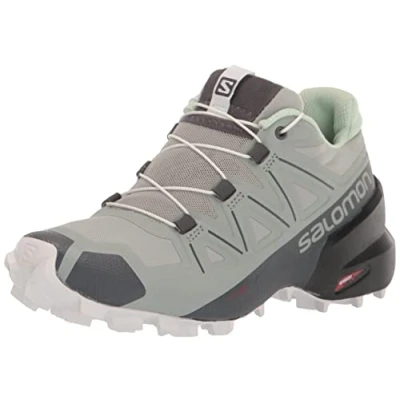Image of SALOMON Women&#039;s Speedcross Trail Running Shoe, Wrought Iron/Spray/White, 3.5 UK