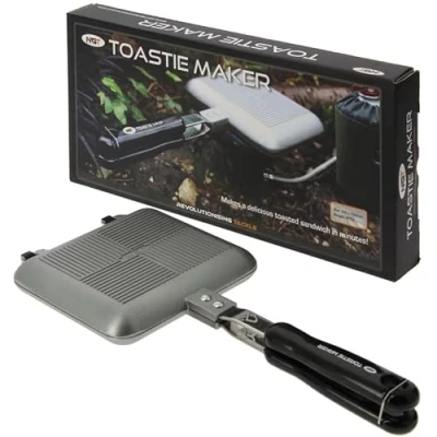 Image of NGT GUN METAL TOASTIE MAKER BANKSIDE TOASTER CARP FISHING COOKING CAMPING TACKLE SAUSAGES BREAKFAST