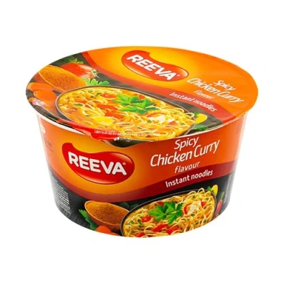 Image of Reeva Instant Bowl Noodles Halal Certified Spicy Chicken 75g (Pack of 6) + FabFinds Mug