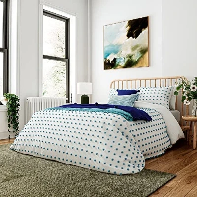 Image of HELENA SPRINGFIELD TUFTED SPOT COVER SET BLUE/WHITE
