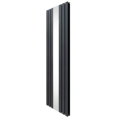 Image of Flat Panel Radiator with Mirror 1800mm x 565mm Modern Designer Double Column Vertical Heater Matt Anthracite Grey Carbon Steel Wall Mounted Kitchen Living Room Cleaning Brush Fixing Kit &amp; Brackets