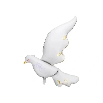Image of Foil Dove Balloon, 62 x 90 cm Inflated, Air/Helium Inflatable, Includes Straw