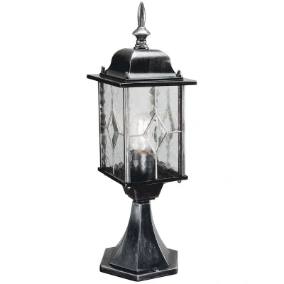 Image of Wexford 1 Light Outdoor Pedestal Lantern Black Silver IP43, E27