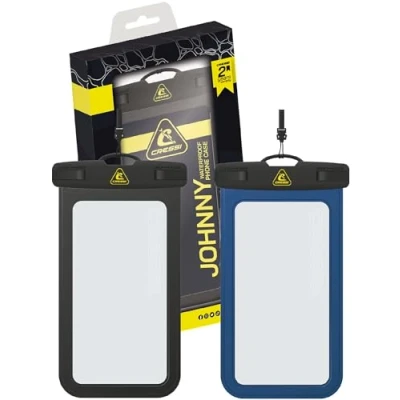 Image of Cressi Johnny Phone Case Bundle Black + Blue 2 Waterproof Hard Cases for Mobile Phone, 1 Blue, 7&#039;&#039;, Adult Unisex