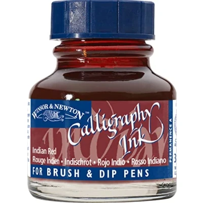 Image of Winsor &amp; Newton Calligraphy Ink Bottle, 30 ml Indian Red , 1111317