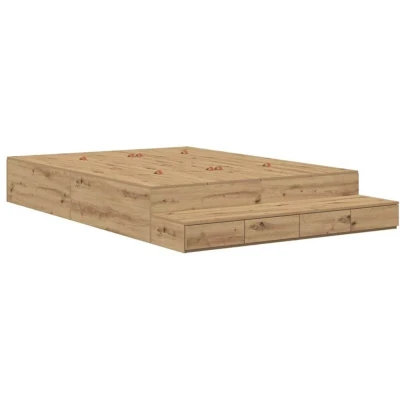 Image of vidaXL Storage Bed Frame Artisan Oak 160x200 cm