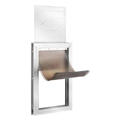 Image of VEVOR Pet Door, 8.27&quot; x 11.93&quot; Aluminum Frame with Lock and Flap System, Weatherproof Doggy Easy to Install in Interior or Exterior Doors, Door Suitable for Cat Doggie Kitties (White Small)