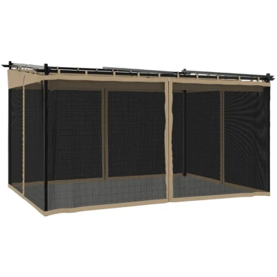 Image of vidaXL Gazebo with Mesh Walls Taupe 4x3 m Steel
