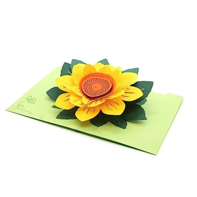 Image of Flowers &amp; Tree’s 3D Pop up Card for Birthday, Graduation, Valentines, Mother’s Day, Anniversary, Thank You, Get Well, All Occasions (Yellow Big Sunflower)