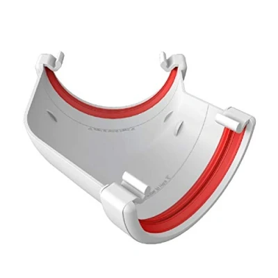 Image of White Round Gutter 135 Degree Angle Joint, Freeflow 112mm Rain Water Systems