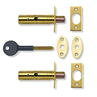 Image of Yale P 2PM444 PB 2 Door Security Bolt, Polished Brass Finish, pack of 2, Standard Security, Visi Packed, suitable for hinged and wooden doors