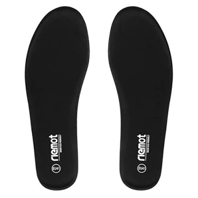 Image of riemot Memory Foam Insoles for Women and Men,Comfort Cushioned Shoe Inserts Replacement,Arch Support Trainers Sports Shoes Work Boots Shoes,Shock Absorbing Inner Soles,Black,UK 12