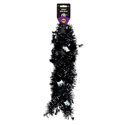 Image of Be Creative HALLOWEEN DECORATIONS Decor Lot UK ( 2m Tinsel Garland Black Bats )