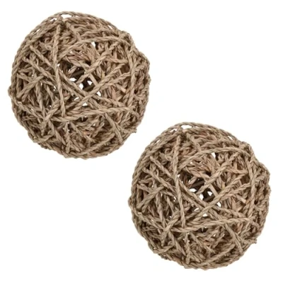 Image of AB Tools 2PK Large Small Animal Rabbit Guinea Pig Sea Grass Fun Ball Activity Toy Gift