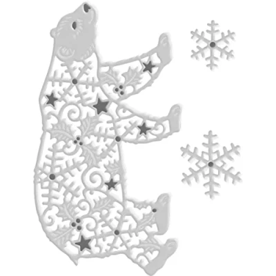 Image of Sweet Dixie Metal Cutting Dies Filigree Polar Bear Silver SDD600
