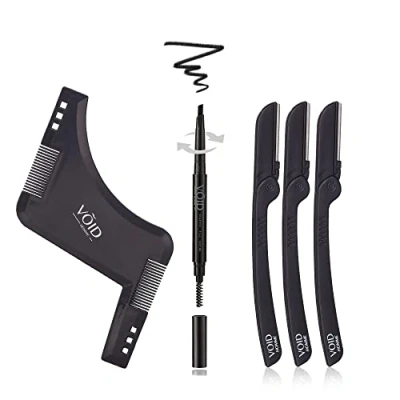 Image of VOID Homme Beard Lining Kit (Black) Filler Pencil, Shaping Comb and Aligning Razors for Waterproof Natural Look