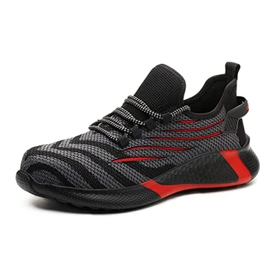 Image of Safety Shoes Women Lightweight Work Trainers Mens Steel Toe Cap Breathable Protective Red