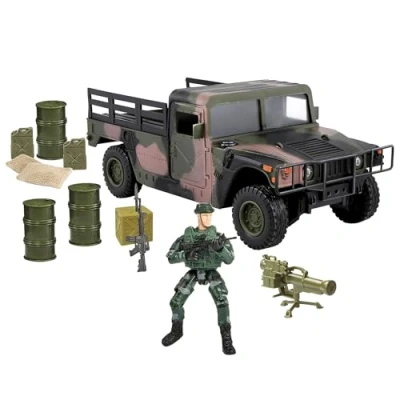 Image of WORLD PEACEKEEPERS from Peterkin 26cm Humvee Pick Up Truck with Military Figures and Accessories 1:18 Scale Action &amp; Ages 3+