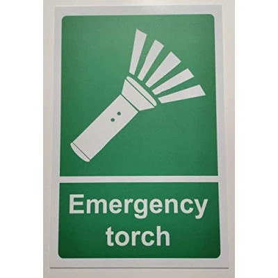 Image of Emergency Torch Safety Sign Self Adhesive Sticker (200mm x 150mm)