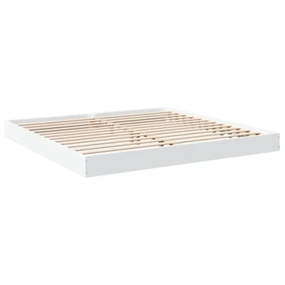 Image of vidaXL Super King Engineered Wood Bed Frame Modern Bedstead for Bedroom, Durable White Finish 180x200 cm