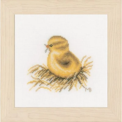 Image of Lanarte Counted Cross Stitch Kit: Little Chick 4 (Aida), Cotton, NA, 13 x 13cm