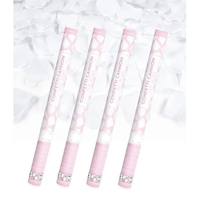 Image of Party Cannon, Popper, Streamer, Car Decoration, XXL, 60 cm, White Rose Petals, Pack of 4