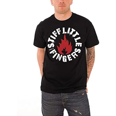 Image of Stiff Little Fingers Punk Logo Mens New Black T Shirt 3XL