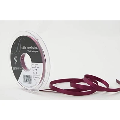 Image of Berisfords Double FACE Poly Satin Ribbon, Wine, 10.5x10.5x1.4 cm