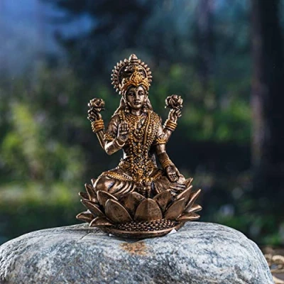 Image of Pacific Giftware Hindu God Lakshmi Miniature Resin Figurine Statue