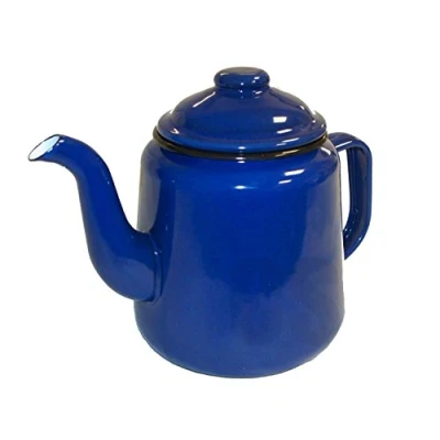 Image of Falcon Housewares 69614 Blue Enamel Teapot with Handle &amp; Lid