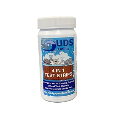 Image of SUDS ONLINE Premium 4 Way Test Strips Free Chlorine/BROMINE,PH And Total Alkalinity For Tub Testing Dip Swimming Pool 50