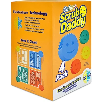 Image of Scrub Daddy Sponge Set Color Variety Pack Scratch Free Multipurpose Dish BPA &amp; Made with Polymer Foam Stain, Mold Odor Resistant Kitchen (4 Count)