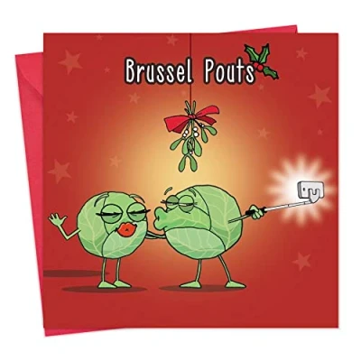 Image of Twizler Funny Christmas Card Brussel Pouts Merry Xmas Mens for Him Husband Dad Womens Her Wife Mum Girlfriend Partner