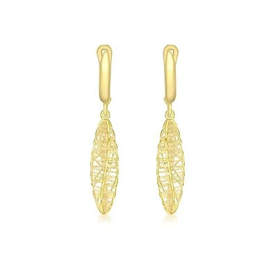 Image of Carissima Gold Women&#039;s 9ct Yellow Woven Twist Slim Elliptic Drop Earrings
