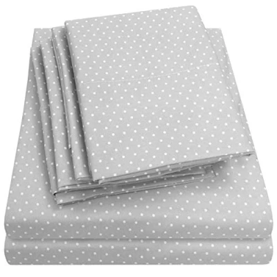Image of King Size Bed Sheets 6 Piece 1500 Supreme Collection Fine Brushed Microfiber Deep Pocket Sheet Set Bedding 2 Extra Pillow Cases, Great Value, King, Dot Gray