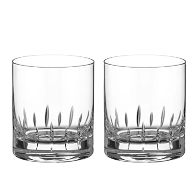 Image of DIAMANTE Premium Hand Cut Crystal Tumbler Pair &#039;Linea&#039; Collection Whisky Cocktail Glasses Set of 2