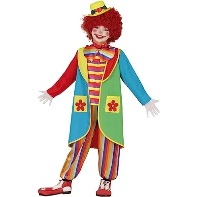 Image of FIESTAS GUIRCA Flowy the Clown Boys Fancy Dress Costume Colourful Kids Costumes 5 6 years