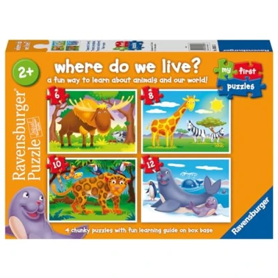 Image of Ravensburger Where Do We Live My First Jigsaw Puzzles for Kids 2 Years Up (2, 3, 4 &amp; 5 Pieces) Educational Toys Toddlers EYFS
