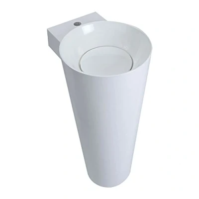Image of Milano Ballam Modern White Full Pedestal 1 Tap Hole Bathroom Basin Sink 398mm x 498mm