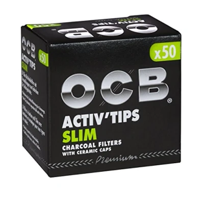 Image of OCB ActivTips Slim 7 mm Activated Carbon Filter with Ceramic Caps 2 x 50 Pieces