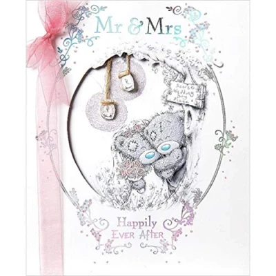 Image of Me to You Mr and Mrs Happily Ever After Wedding Card,White
